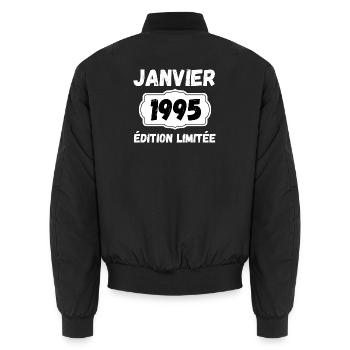 Janvier 1995 Édition Limitée Anniversaire - Bomber unisexe - noir - Dos - AI Model Male 185 light (185cm)