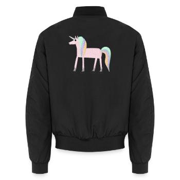 Unicorn_rollerSKate - Unisex Bomberjacke - Schwarz - Hinten - AI Model Male 185 light (185cm)