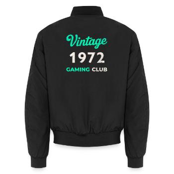Vintage 1972 – Gaming Club Retro Geburtsjahr_ - Unisex Bomber Jacket - black - Back - AI Model Male 185 light (185cm)