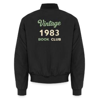 Vintage 1983 Book Club Retro Birth Year Gift - Unisex Bomber Jacket - black - Back - AI Model Male 185 light (185cm)