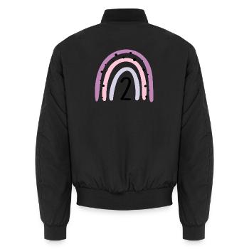 Birthday 2 Rainbow Girl Two Year Old - Unisex Bomber Jacket - black - Back - AI Model Male 185 light (185cm)