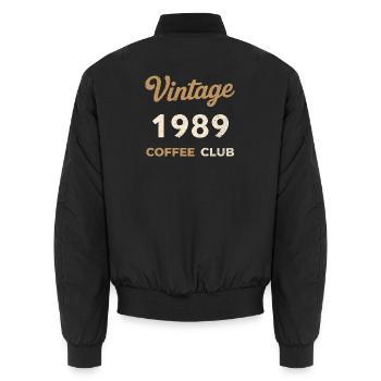 Millésime 1989 – Année de naissance rétro du Coffee Club - Bomber unisexe - noir - Dos - AI Model Male 185 light (185cm)