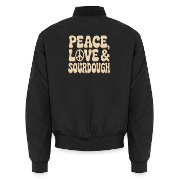 Frieden, Liebe und Sauerteig - Unisex Bomberjacke - Schwarz - Hinten - AI Model Male 185 light (185cm)