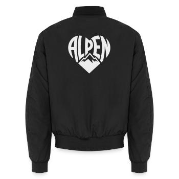 Alpen HerzTypo - Unisex Bomber Jacket - black - Back - AI Model Male 185 light (185cm)