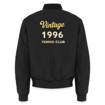 Vintage 1996 Tennis Club Retro Birthday Gift - Unisex Bomber Jacket - black - Back - AI Model Male 185 light (185cm)