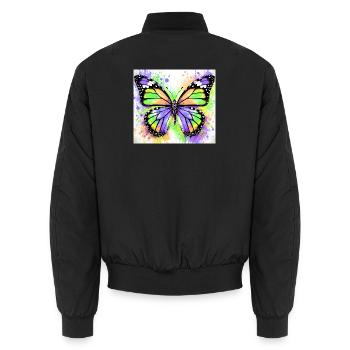 Schmetterling - Unisex Bomberjacke - Schwarz - Hinten - AI Model Male 185 light (185cm)