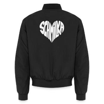 Schmilka, Ba Schandau Heart Lettering - Unisex Bomber Jacket - black - Back - AI Model Male 185 light (185cm)