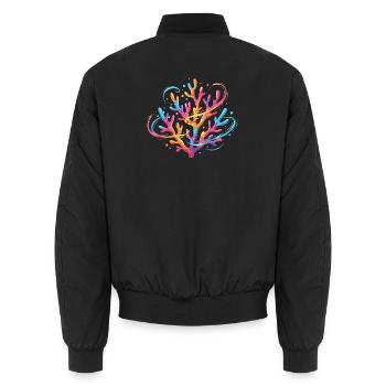 Colorful coral pattern - Unisex Bomber Jacket - black - Back - AI Model Male 185 light (185cm)