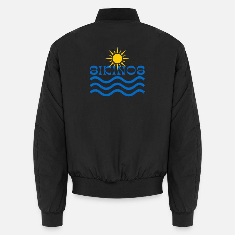 Sikonos-Soleil sur les vagues bleues Bomber unisexe