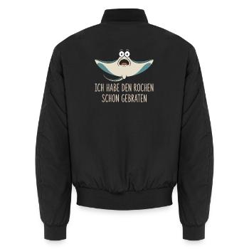 Rochen Schon Gebraten Stachelrochen Manta Rochen - Unisex Bomberjacke - Schwarz - Hinten - AI Model Male 185 light (185cm)