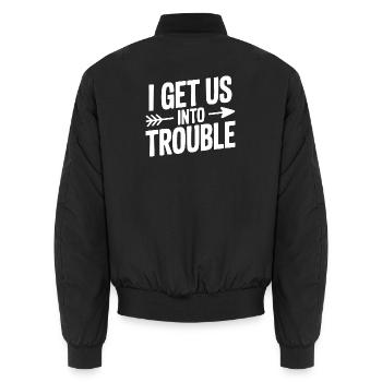 Ich bringe uns in Schwierigkeiten - Unisex Bomberjacke - Schwarz - Hinten - AI Model Male 185 light (185cm)