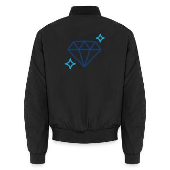 Blauer Diamant-Edelstein-Icon Symbol-Illustrationsdesign - Unisex Bomberjacke - Schwarz - Hinten - AI Model Male 185 light (185cm)