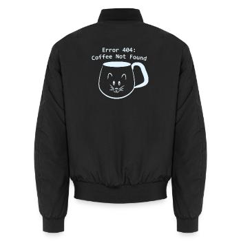 Hellblaue Katzentasse Fehler 404 Kaffee nicht gefunden - Unisex Bomberjacke - Schwarz - Hinten - AI Model Male 185 light (185cm)