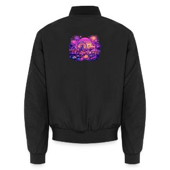  Freizeitpark Jahrmarkt Rummelplatz Vaporwave - Unisex Bomberjacke - Schwarz - Hinten - AI Model Male 185 light (185cm)