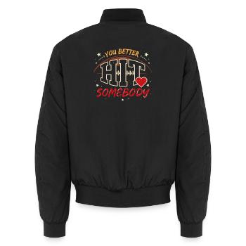 Jemanden Football Herz schlagen - Unisex Bomberjacke - Schwarz - Hinten - AI Model Male 185 light (185cm)