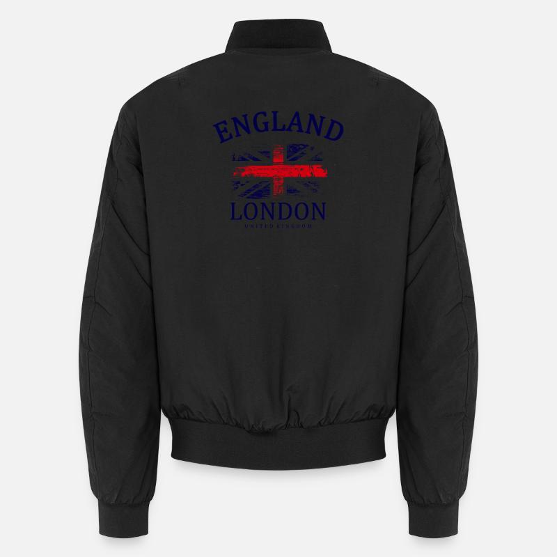 Distressed Union Jack London Emblem - Unisex Bomber Jacket - black