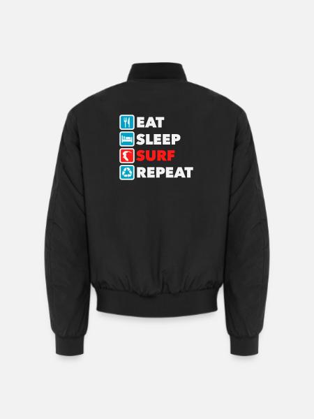 Eat Sleep Surf Repeat - Unisex Bomber Jacket - black