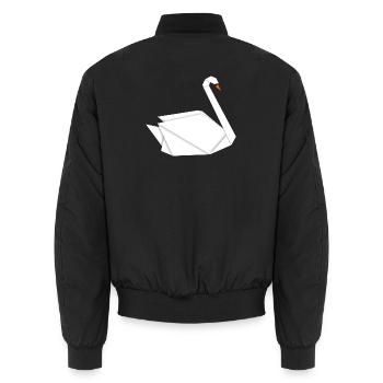 Eleganter Origami-Schwan: Kunstvolles T-Shirt - Unisex Bomberjacke - Schwarz - Hinten - AI Model Male 185 light (185cm)
