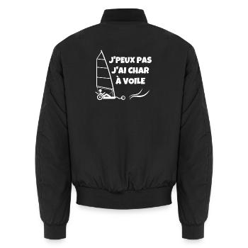 char à voile, fan de char à voile - Bomber unisexe - noir - Dos - AI Model Male 185 light (185cm)