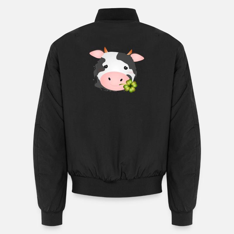 Vache mignonne avec trèfle pour les fans de ferme Bomber unisexe