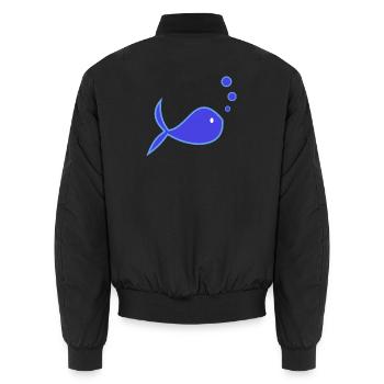 SURFEN. FISCH. STRAND. MEER. OZEAN. HUMOR. FEIERTAG - Unisex Bomberjacke - Schwarz - Hinten - AI Model Male 185 light (185cm)