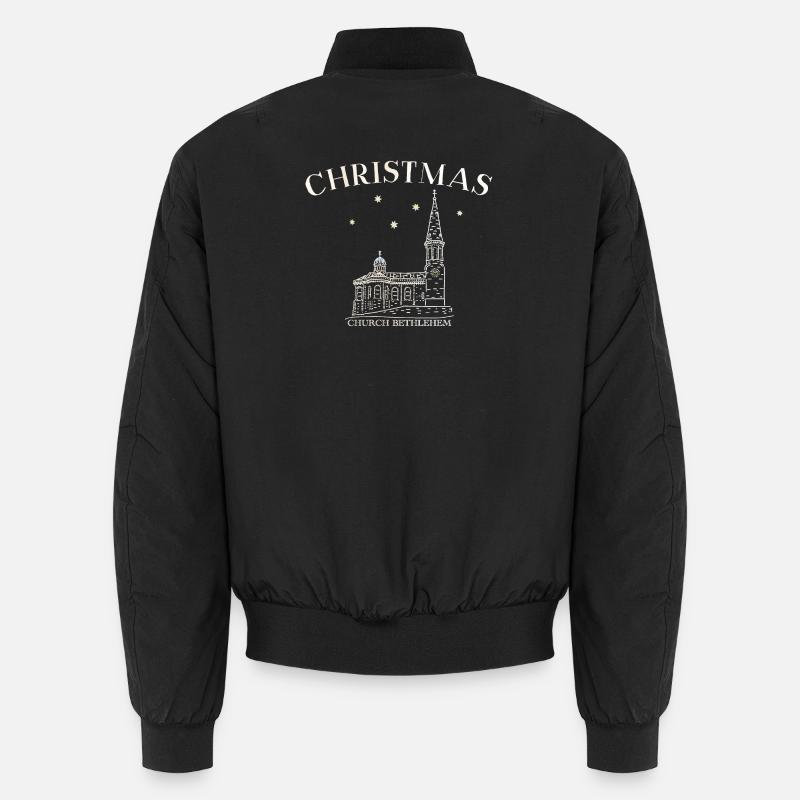 Weihnachtskirche Bethlehem Zeichnung - Unisex Bomberjacke - Schwarz