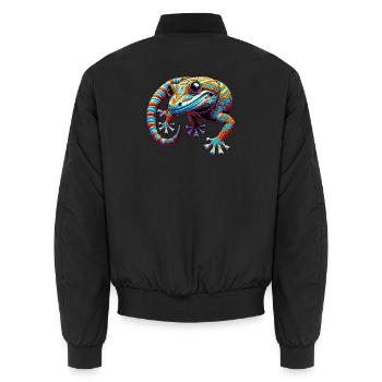 Gecko - Unisex Bomber Jacket - black - Back - AI Model Male 185 light (185cm)