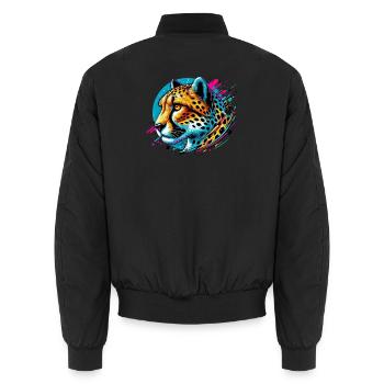 Cheetah - Unisex Bomber Jacket - black - Back - AI Model Male 185 light (185cm)