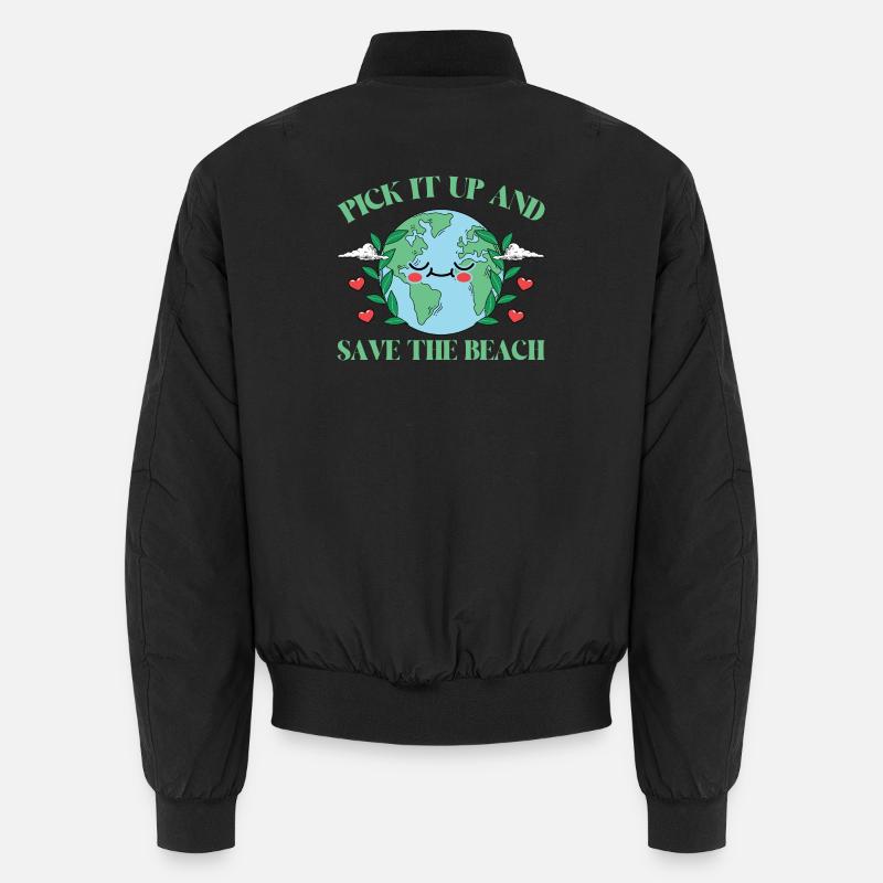 Bathing beach & sea plastic-free against pollution Unisex Bomber Jacket