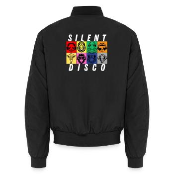 Stille Disco - Unisex Bomberjacke - Schwarz - Hinten - AI Model Male 185 light (185cm)