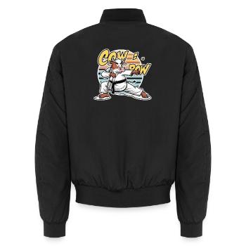Cow Karate Dojo Retro - Unisex Bomber Jacket - black - Back - AI Model Male 185 light (185cm)