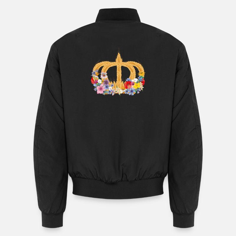 Ährenkrone mit Blumen – Symbol für Natur und Ernte Unisex Bomberjacke