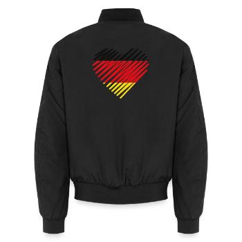 Abstrakte deutsche Flagge Herz Design - Unisex Bomberjacke - Schwarz - Hinten - AI Model Male 185 light (185cm)