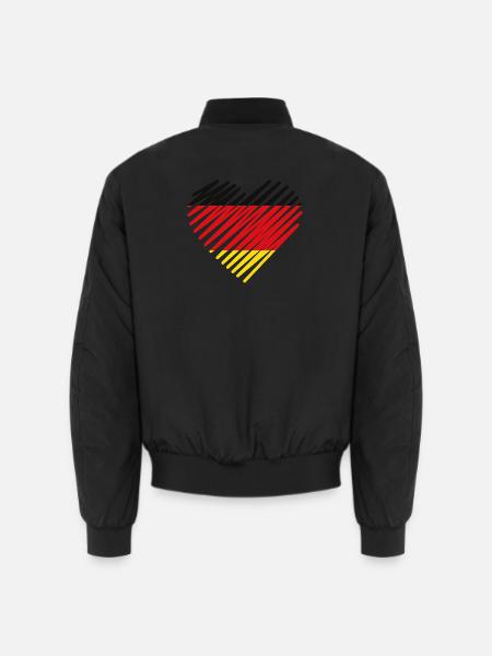 Abstract German Flag Heart Design - Unisex Bomber Jacket - black
