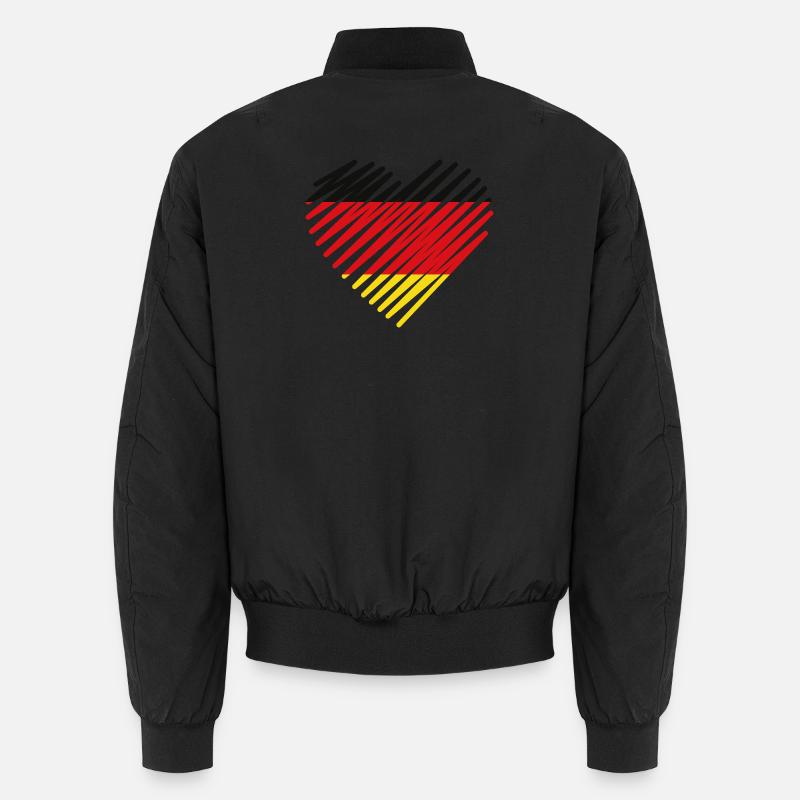 Abstract German Flag Heart Design - Unisex Bomber Jacket - black