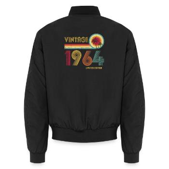 Retro Vintage 1970s Style Typography Design - Unisex Bomber Jacket - black - Back - AI Model Male 185 light (185cm)