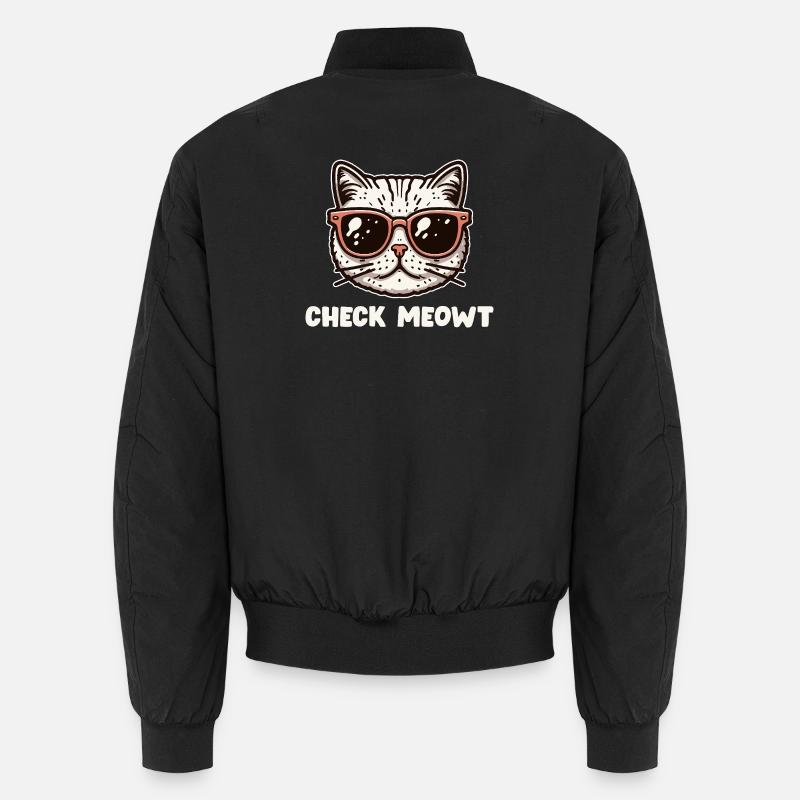 Cat Check Miauz mit rosa Brille Unisex Bomberjacke