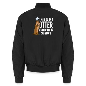Chemise de pâtisserie Sea Otter Cartoon - Bomber unisexe - noir - Dos - AI Model Male 185 light (185cm)