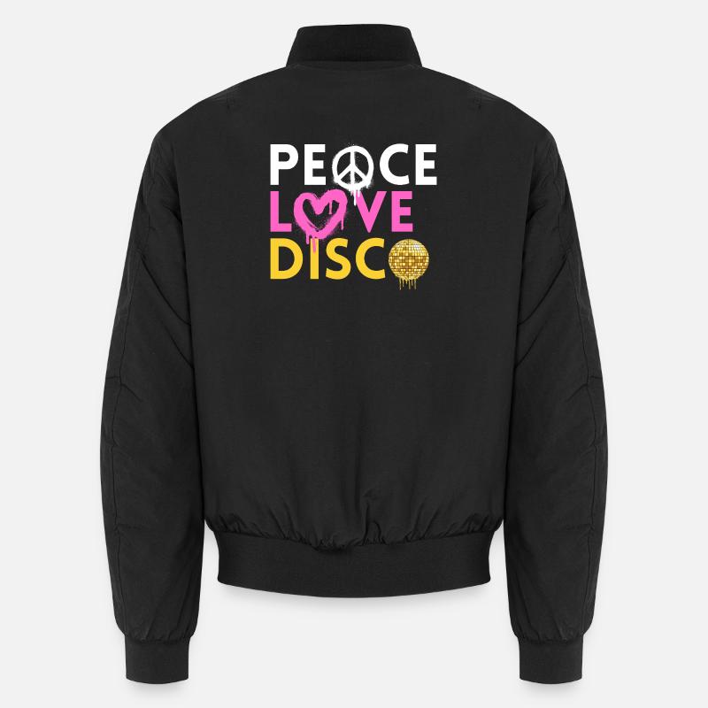 Peace Love Disco Style Néon Rétro - Bomber unisexe - noir