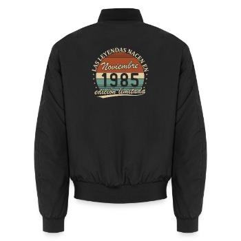 Novembre 1985 Vintage Rétro Anniversaire - Bomber unisexe - noir - Dos - AI Model Male 185 light (185cm)