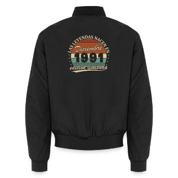 Dezember 1991 Retro Vintage Geburtstagsgeschenk - Unisex Bomberjacke - Schwarz - Hinten - AI Model Male 185 light (185cm)