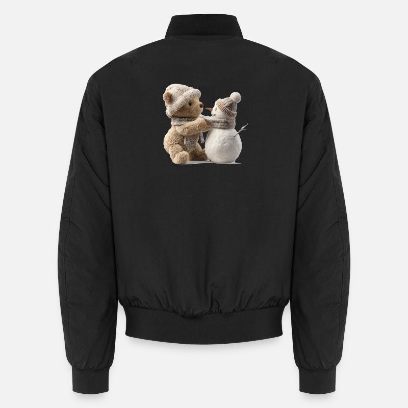 Winterkuschel Teddy trifft Schneemann Unisex Bomberjacke