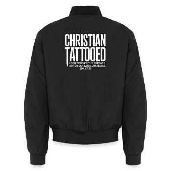 Regard de tatouage chrétien sous la surface - Bomber unisexe - noir - Dos - AI Model Male 185 light (185cm)