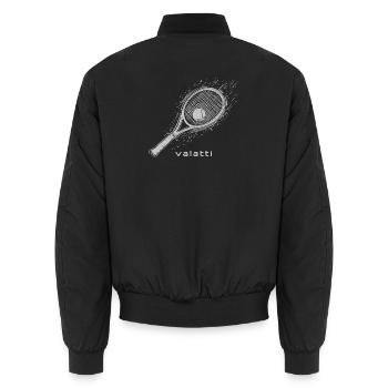 Valatti Tennis Grey: Strike with Style! - Unisex Bomber Jacket - black - Back - AI Model Male 185 light (185cm)