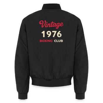 Vintage 1976 – Boxing Club Retro Birth Year - Unisex Bomber Jacket - black - Back - AI Model Male 185 light (185cm)