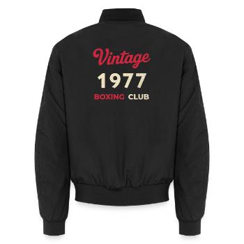 Vintage 1977 – Boxing Club Retro Birth Year - Unisex Bomber Jacket - black - Back - AI Model Male 185 light (185cm)