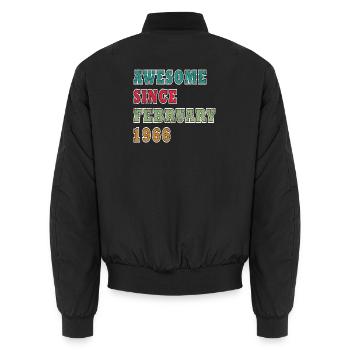 February 1966 - February 1966 Gift - Unisex Bomber Jacket - black - Back - AI Model Male 185 light (185cm)