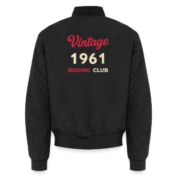 Vintage 1961 – Boxing Club Retro Birth Year - Unisex Bomber Jacket - black - Back - AI Model Male 185 light (185cm)
