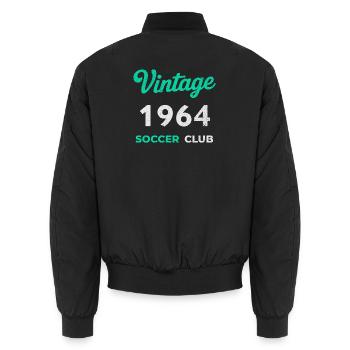 Vintage 1964 – Soccer Club Retro Birth Year - Unisex Bomber Jacket - black - Back - AI Model Male 185 light (185cm)