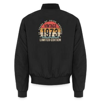 53 Jahre alter Vintage 1973 Limited Edition 53. Geburtstag - Unisex Bomberjacke - Schwarz - Hinten - AI Model Male 185 light (185cm)